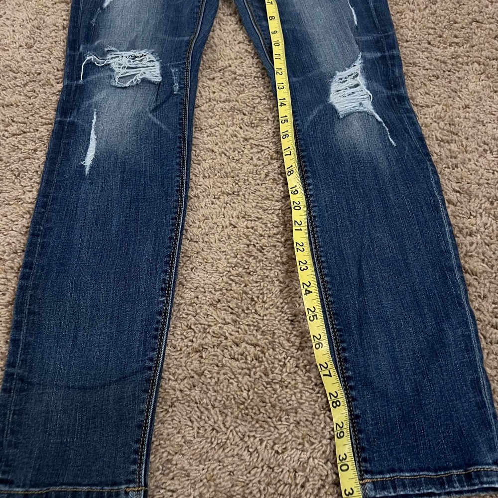 Daytrip Women's Dark Blue Distressed Skinny Jeans - Picture 7 of 12